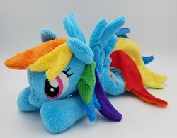 Size: 696x542 | Tagged: safe, artist:buttercupbabyppg, artist:lunarchik13, rainbow dash, pegasus, pony, g4, beanie, beanie (plushie), hat, irl, photo, plushie, solo