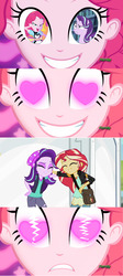 Size: 1280x2864 | Tagged: safe, starlight glimmer, sunset shimmer, coinky-dink world, equestria girls, g4, my little pony equestria girls: summertime shorts, female, glimmerpie, heart eyes, heartbreak, lesbian, meme, pinkie's eyes, ship:shimmerglimmer, shipping, shipping denied, subversion, subverted meme, wingding eyes