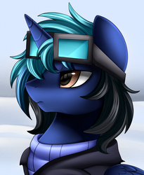Size: 1446x1764 | Tagged: safe, artist:pridark, oc, oc only, oc:frostburn, alicorn, pony, bust, clothes, commission, glasses, male, portrait, solo