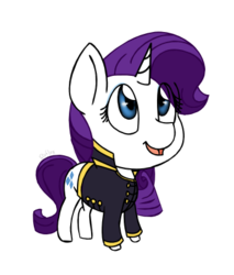 Size: 359x421 | Tagged: safe, artist:stuflox, rarity, pony, the count of monte rainbow, g4, chibi, clothes, crossover, cute, female, mare, open mouth, raribetes, rarifort, simple background, solo, the count of monte cristo, transparent background, villefort