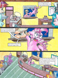 Size: 3000x4000 | Tagged: safe, artist:tillie-tmb, applejack, cheerilee, cup cake, lyra heartstrings, pinkie pie, scootaloo, sweetie belle, thunderlane, pony, comic:the amulet of shades, g4, comic, high res, traditional art