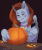 Size: 500x597 | Tagged: safe, artist:somepony-ul, oc, oc only, oc:raven eve'hart, animated, carving, commission, cute, gif, halloween, holiday, jack-o-lantern, pumpkin, pumpkin carving, smiling, ych result