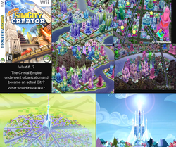 Size: 1833x1532 | Tagged: safe, artist:arima, edit, edited screencap, screencap, g4, building, crystal empire, discussion, nintendo, sim city, sim city creator, wii