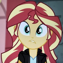 Size: 3033x3024 | Tagged: safe, screencap, sunset shimmer, equestria girls, equestria girls specials, g4, my little pony equestria girls: movie magic, cropped, female, high res, lip bite, solo