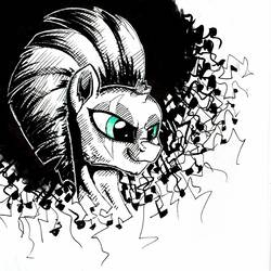 Size: 1090x1090 | Tagged: safe, artist:helmie-art, tempest shadow, pony, unicorn, g4, my little pony: the movie, broken horn, evil smile, female, grin, horn, inktober, mare, sketch, smiling, solo