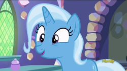 Size: 1280x720 | Tagged: safe, screencap, trixie, pony, unicorn, all bottled up, g4, cute, diatrixes, female, mare, open mouth, solo