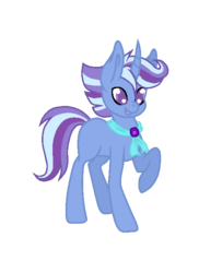 Size: 492x675 | Tagged: safe, artist:otakuchicky1, oc, oc only, pony, unicorn, female, magical lesbian spawn, offspring, parent:starlight glimmer, parent:trixie, parents:startrix, raised hoof, simple background, solo, transparent background