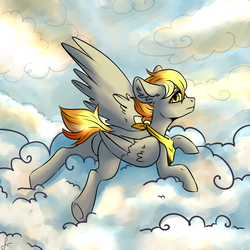 Size: 2000x2000 | Tagged: safe, artist:serodart, oc, oc only, pegasus, pony, clothes, cloud, high res, sad, shawl, sky, solo