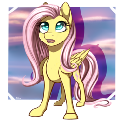 Size: 4000x4000 | Tagged: safe, artist:shkura2011, fluttershy, pony, g4, absurd resolution, female, looking up, simple background, solo, transparent background