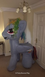 Size: 948x1600 | Tagged: safe, rainbow dash, human, pegasus, pony, g4, anorexic, bootleg, clothes, costume, irl, irl human, photo, ponysuit, quadsuit, solo, wtf