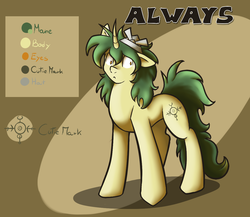 Size: 1152x1000 | Tagged: safe, artist:aeritus, oc, oc only, oc:always, pony, unicorn, curved horn, horn, solo