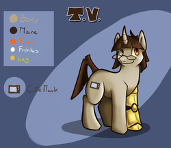 Size: 1152x1000 | Tagged: safe, artist:aeritus, oc, oc only, oc:t.v., pony, unicorn, curved horn, glasses, horn, solo