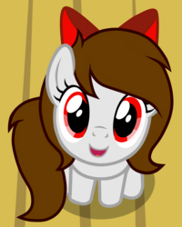 Size: 4000x5000 | Tagged: safe, artist:rsa.fim, part of a set, oc, oc only, oc:whisper hope, pegasus, pony, badumsquish's kitties, bow, female, looking at you, looking up, looking up at you, mare, mexican, red eyes, ribbon, simple background, sitting, smiling, tiny, tiny ponies
