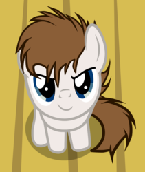 Size: 3500x4150 | Tagged: safe, artist:rsa.fim, part of a set, oc, oc only, oc:crash bash, earth pony, pony, badumsquish's kitties, looking at you, looking up, looking up at you, male, mexican, ribbon, simple background, sitting, smiling, stallion, tiny, tiny ponies