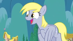 Size: 1920x1080 | Tagged: safe, screencap, derpy hooves, g4, slice of life (episode), cute, derpabetes, female, ponyville, smiling, solo