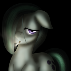 Size: 3000x3000 | Tagged: safe, artist:kurausuki, artist:starykrow, marble pie, earth pony, pony, g4, cigarette, female, floppy ears, high res, smoking, solo