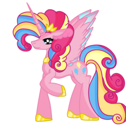 Size: 1100x1100 | Tagged: safe, artist:dottybobbles, pinkie pie, alicorn, pony, g4, alicornified, colored wings, concave belly, female, multicolored wings, pinkiecorn, race swap, rainbow power, raised hoof, simple background, slender, solo, thin, transparent background, xk-class end-of-the-world scenario