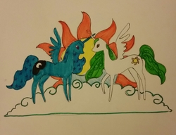 Size: 2553x1958 | Tagged: safe, artist:glyphron, princess celestia, princess luna, g4, inktober, traditional art