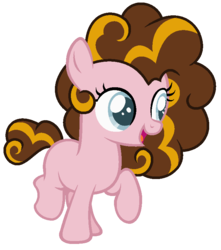 Size: 692x782 | Tagged: safe, artist:cutiesparkle, oc, oc only, oc:cheesecake curls, earth pony, pony, base used, female, filly, offspring, parent:cheese sandwich, parent:pinkie pie, parents:cheesepie, simple background, solo, transparent background