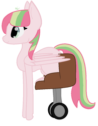 Size: 685x880 | Tagged: safe, artist:jendoes, oc, oc only, pegasus, pony, disability, disabled, magical lesbian spawn, offspring, parent:blossomforth, parent:lily, parent:lily valley, parents:lilyforth, solo, wheelchair