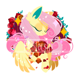 Size: 1200x1200 | Tagged: safe, artist:snow angel, fluttershy, pegasus, pony, g4, eyes closed, female, flower, mare, smiling, solo