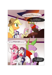 Size: 3541x5016 | Tagged: safe, artist:gashiboka, applejack, fluttershy, pinkie pie, rarity, spike, dragon, pony, comic:recall the time of no return, g4, absurd resolution, blushing, blushing profusely, comic, older