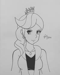 Size: 1440x1800 | Tagged: safe, artist:draftkid, diamond tiara, human, g4, ear piercing, earring, female, humanized, inktober, jewelry, midriff, monochrome, necklace, older, piercing, solo, tube top