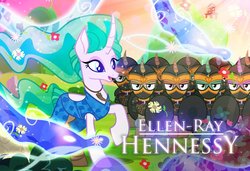 Size: 1000x684 | Tagged: safe, artist:pixelkitties, mistmane, g4, ellen-ray hennessy, pixelkitties' brilliant autograph media artwork