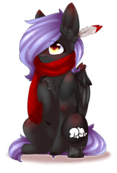 Size: 618x911 | Tagged: safe, artist:twinkepaint, oc, oc only, oc:cloudy night, pegasus, pony, clothes, female, mare, scarf, simple background, sitting, solo, transparent background