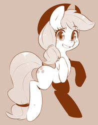 Size: 1449x1845 | Tagged: safe, artist:hearlesssoul, applejack, earth pony, pony, g4, bipedal, cowboy hat, female, freckles, grin, hat, looking at you, mare, monochrome, raised hoof, rearing, simple background, smiling, solo