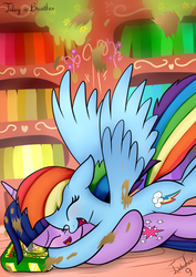 Size: 2480x3507 | Tagged: safe, artist:twidasher, rainbow dash, twilight sparkle, alicorn, pegasus, pony, g4, duo, female, happy, high res, horn, hug, laughing, lesbian, ship:twidash, shipping, wings