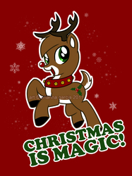 Size: 635x849 | Tagged: safe, artist:briannacherrygarcia, oc, oc only, deer, reindeer, christmas, design, holiday, red background, shirt design, simple background, solo