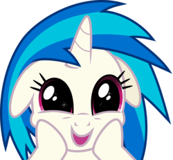 Size: 3740x3450 | Tagged: safe, artist:namelesshero2222, dj pon-3, vinyl scratch, pony, unicorn, g4, .svg available, cute, eye shimmer, female, floppy ears, high res, hooves, horn, mare, simple background, solo, squee, transparent background, vector, vinylbetes