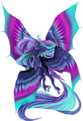 Size: 1024x1492 | Tagged: safe, artist:oneiria-fylakas, princess luna, original species, g4, female, nightmare luna, simple background, solo, species swap, transparent background