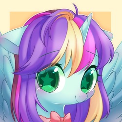 Size: 1500x1500 | Tagged: safe, artist:leafywind, oc, oc only, alicorn, pony, abstract background, alicorn oc, bust, female, mare, portrait, solo, starry eyes, wingding eyes