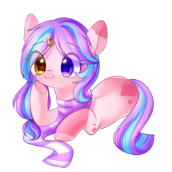 Size: 1500x1500 | Tagged: safe, artist:leafywind, oc, oc only, earth pony, pony, clothes, female, hairclip, heterochromia, mare, prone, scarf, simple background, solo, starry eyes, transparent background, wingding eyes