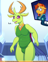 Size: 825x1050 | Tagged: safe, artist:nekocrispy, sunburst, thorax, changedling, changeling, unicorn, anthro, g4, adorasexy, blushing, curved horn, cute, floppy ears, gay, horn, king thorax, male, open mouth, patreon, patreon logo, sexy, shipping, stallion, thorabetes, thoraxburst
