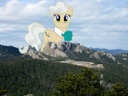 Size: 932x699 | Tagged: safe, mayor mare, pony, g4, giant pony, irl, macro, mountain, photo, ponies in real life