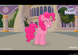 Size: 3722x2637 | Tagged: safe, artist:shutterflyeqd, pinkie pie, earth pony, pony, g4, my little pony: the movie, ^^, eyes closed, female, high res, movie accurate, my little pony: the movie logo, solo