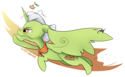 Size: 1024x629 | Tagged: safe, artist:midnightpremiere, granny smith, alicorn, pony, g4, alicornified, female, flying, grandmother, grannicorn, jewelry, mare, race swap, simple background, solo, tiara, transparent background