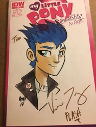 Size: 900x1200 | Tagged: safe, artist:tony fleecs, idw, flash sentry, human, equestria girls, g4, bust, male, solo, traditional art