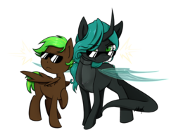 Size: 1939x1515 | Tagged: safe, artist:midnightpremiere, oc, oc only, oc:midnight premier, oc:phonias, pegasus, pony, blank flank, curved horn, horn, looking at you, raised hoof, simple background, slit pupils, smiling, sunglasses, transparent background