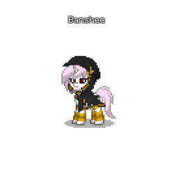 Size: 1000x1000 | Tagged: safe, oc, oc only, oc:banshee, pony, unicorn, pony town, armor, cloak, clothes, hood, pink mane, red eyes