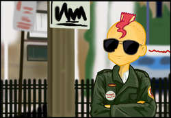 Size: 2551x1757 | Tagged: safe, artist:derpyramone, sunset shimmer, human, equestria girls, g4, alternate hairstyle, crossed arms, crossover, movie, movie scene, parody, sunglasses, taxi driver