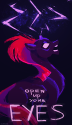 Size: 467x810 | Tagged: safe, artist:paulcoffin, tempest shadow, pony, unicorn, g4, my little pony: the movie, broken horn, female, horn, lightning, mare, open up your eyes, profile, solo