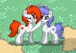 Size: 397x274 | Tagged: safe, oc, oc only, oc:discentia, oc:karma, pony, pony town, boop, duo, female, mare, ponified, reddit