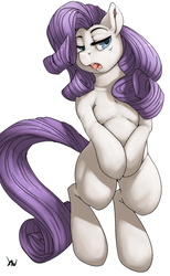 Size: 629x1020 | Tagged: safe, artist:violise, rarity, pony, unicorn, g4, bipedal, female, pinup, simple background, solo, white background