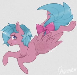 Size: 904x883 | Tagged: safe, artist:dreamcreationsink, artist:dreamilil, firefly, pony, g1, bow, female, flying, simple background, solo, tail bow