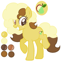 Size: 612x616 | Tagged: safe, artist:spidermanfan16, oc, oc only, oc:pear apple, pony, cutie mark background, offspring, parent:grand pear, parent:granny smith, parents:pearsmith, reference sheet, solo