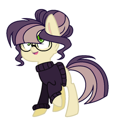 Size: 752x734 | Tagged: safe, artist:xvioletmoonx, oc, oc only, oc:vanilla twilight, earth pony, pony, clothes, glasses, offspring, parent:cheese sandwich, parent:moondancer, parents:cheesedancer, solo, sweater